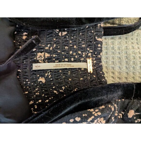 Free People Women's Size Small Black Floral Tess Square Neck Mini Dress - Picture 4 of 8